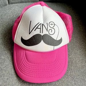 Vintage Mustache Vans Trucker Hat Snapback White Mesh Rope Foam 90s Y2k
